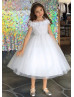 Floral Neckline Tulle Flower Girl Dress